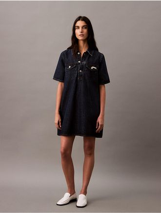 Calvin Klein Jeans Calvin Klein Womens Relaxed Denim Mini Shirt Dress - Blue - XS