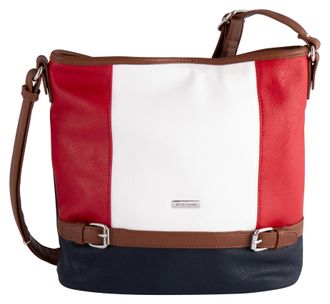 Tom Tailor Hobo TOM TAILOR Juna, Damen, Gr. B/H/T: 33cm x 28cm x 12,5cm, blau, Polyurethan, colorblocking, gepflegt, kontrastfarbene Details, mehrfarbig, Taschen