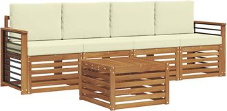 vidaXL Conjunto De Sof&aacute;s De Exterior 5 Uds. Natural Y Crema Vidaxl