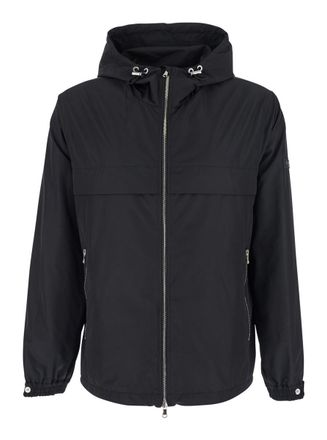 Tatras Black Jacket With Drawstring Hood And Logo Patch On The Sleeve In Tech Fabric Man