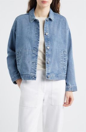 Eileen Fisher Classic Collar Organic Blend Denim Jacket in Classic Indigo at Nordstrom, Size Xx-Small