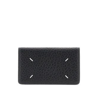 Maison Margiela Grained leather cardholder with flap Man One Size