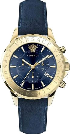 Versace Chrono Signature - Heren - Horloges - Geel - ONE Size - Leer - Accessoires