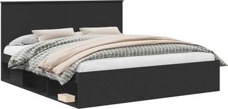 vidaXL Bed Frame with Headboard Black 180 x 200 cm Solid Pine Wood vidaXL