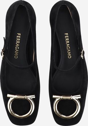 Ferragamo Womens Ballerinas Marry2 Suede Black Upper: Goat Leather Ballerina Shoes