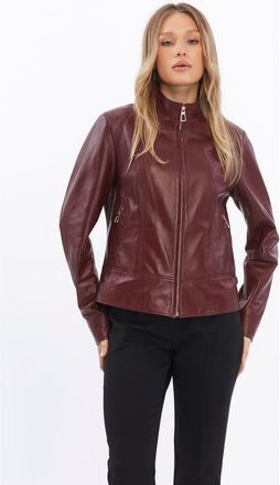 FURNIQ Blythe Leather Jacket in Burgundy at Nordstrom, Size Xx-Large