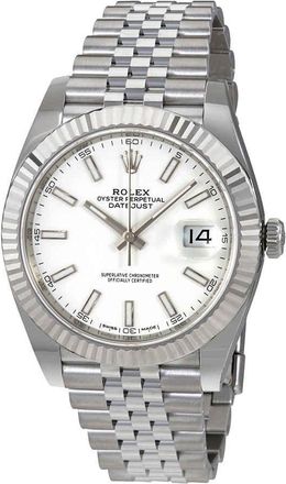 Rolex Datejust 41 White Dial Automatic Mens Watch 126334WSJ