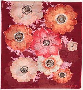 Ferragamo Floral-Print Silk Scarf