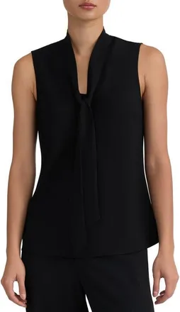 Kasper Tie Neck Sleeveless Top in Black/regal Plum at Nordstrom, Size X-Small