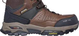 Skechers Mens Work Waterproof Arch Fit Tarver Composite Toe Boot - Wide In Brown / Black