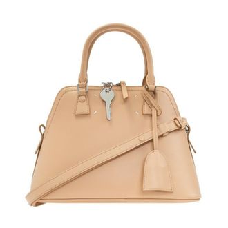 Maison Margiela Schoudertas met Logo - Dames - Tassen - Beige - Maat: ONE Size Leer