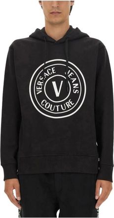 Versace Jeans Couture Logo Sweatshirt Regular Fit 100% Katoen - Heren - Hoodies - Zwart - S - Katoen - Hoodies & sweatvesten