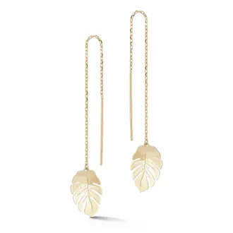 Ember Fine Jewelry 14K Gold Leaf Threader Earrings