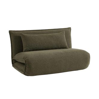 Sweeek Sill&oacute;n convertible de tejido borreguito texturizada, 2 plazas, verde