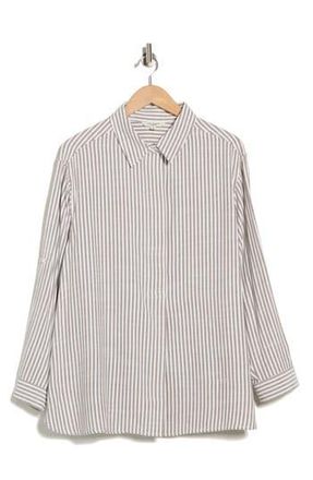 Max Studio Stripe Popover Tunic in Toffee/Black at Nordstrom Rack, Size 3X