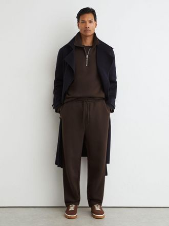 Reiss Chocolate Brown Cotton Heavyweight Straight-leg Joggers, 2XL