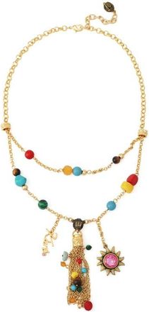 Kurt Geiger Bead Tassel Layered Necklace in Gold/Multi at Nordstrom