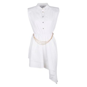 Maison 9 Paris Abito bianco con catena oro