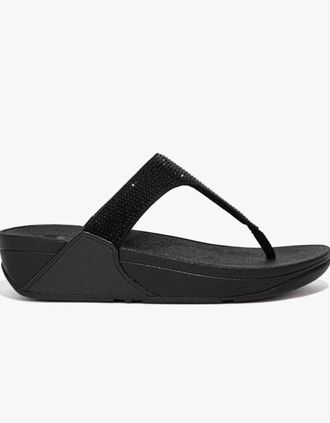 FitFlop Womens FitFlop LULU CRYSTAL Womens Toe Post All Black - Size: 6