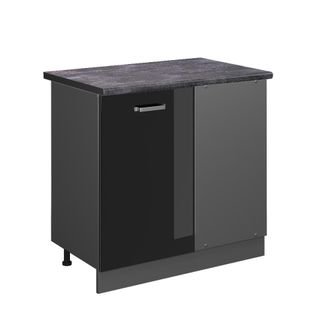 Vicco Armario De Esquina R-line, Negro Brillo Intenso, 86 Cm, Et Antracita