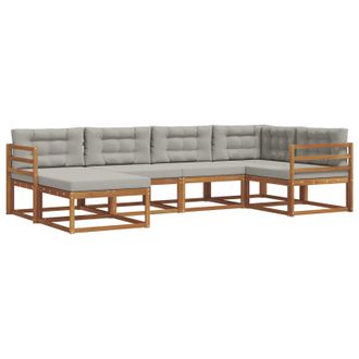 vidaXL Conjunto De Sof&aacute;s De Exterior 6 Pcs Natural Y Gris Claro Vidaxl