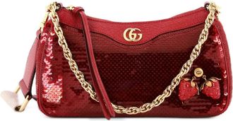 Gucci Borsa a tracolla Strawberry Ophidia piccola con paillettes - Rosso