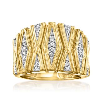 Ross-Simons Diamond X-Pattern Ring in 18kt Gold Over Sterling