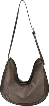 Generic Crescent Bag Tote Handbag Solid Color PU Leather Shoulder Lightweight, Compatible For Women Work Shopping And Everyday Use(Grey)