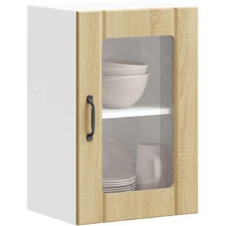vidaXL Pensile da Cucina con Porta in Vetro Lucca Rovere Sonoma - Vidaxl