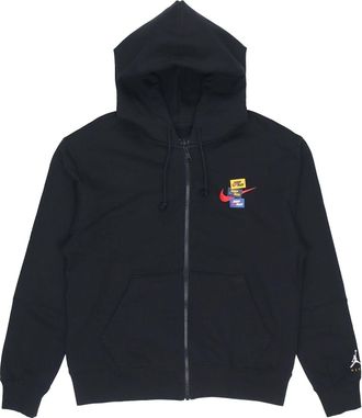 Nike Jordan Mens Air Jordan Woven Label Logo Sports Hooded Jacket Autumn Black DH7727-010
