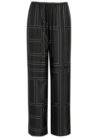 Toteme Logo-embroidered Silk-satin Trousers - Black - 32 (UK4 / Xxs)