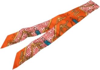 Hermès Pre-owned Scarves, female, Orange, Size: ONE SIZE Pre-owned Silk Scarf