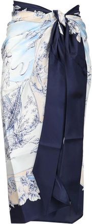 Ferragamo Zijden Pareo - Dames - Midirokken - Blauw - 2XS - Rokken