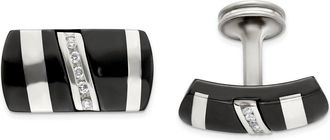Diamond2Deal Black Ti & Sterling Silver.19 ctw Diamond Cufflinks