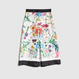 Gucci Printed Silk Pants, White
