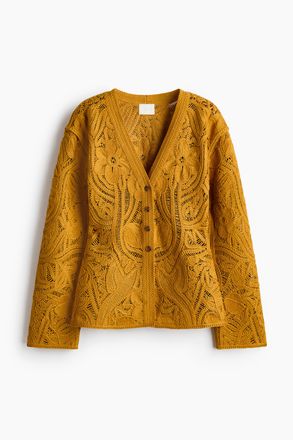 H&M Cardigan im H&auml;kellook - Dunkelgelb
