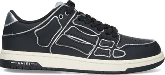 Amiri Skel Black Silver Details Leather Low-Top Sneakers