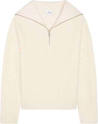 Courrèges ribbed-knit hooded sweater - unisex - Wool - S - Neutrals
