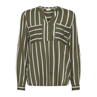 Kaffe Blusa a Righe con Tasche e Bottoni - - Blouses & Shirts - Donna - Verde - L
