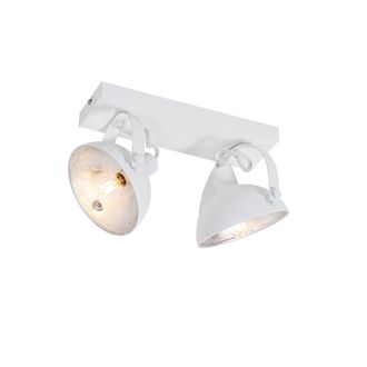QAZQA Industrial Plaf&oacute;n Industrial Blanco Con Plata 2-luces Regulable - Magnax Acero Alargada Adecuado Para Led Max. 2 X 40 Watt - Qazqa