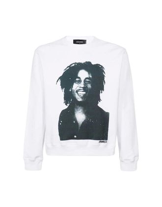 Dsquared2 Mens Dsquared2 Bob Marley Cool Fit White Sweatshirt - Size: 38