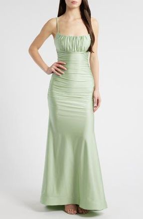 Love, Nickie Lew Illusion Fit & Flare Gown in Sage at Nordstrom Rack, Size Large