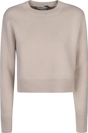 Lanvin Neutrale Gebreide Jumper - Dames - Ronde hals truien - Beige - S - Wol - Truien & Vesten