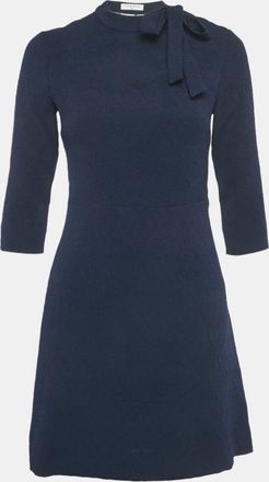 Sandro Navy Blue Crepe Lace Panel Jovane Mini Dress