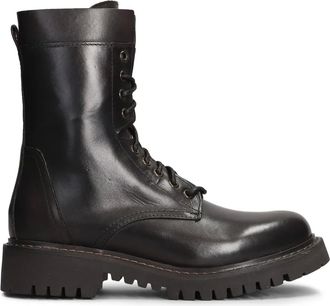 Julie Dee Leren combat boots - Bruin