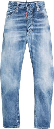Dsquared2 straight-leg cropped jeans - men - Cotton/Calf Leather/Polyester/Cotton - 48 - Blue
