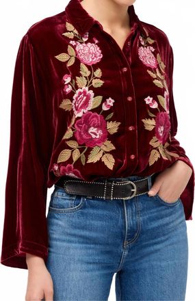 Johnny Was Mehdi Kimono Sleeve Shirt In Cran-Ruby Red