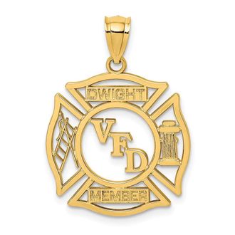 Diamond2Deal 10k Yellow Gold VFD DWIGHT MEMBER In Shield Charm Pendant