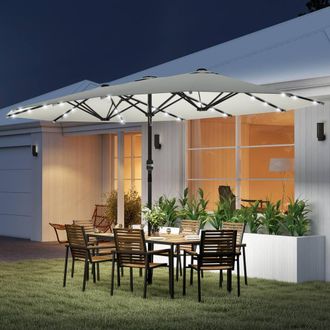 OUTSUNNY 4.4m Double-Sided Sun Umbrella Patio Parasol Solar in White
