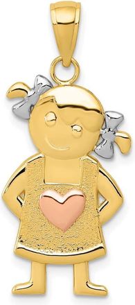 Diamond2Deal 10k Yellow & Rose Gold Rhodium Girl Pendant